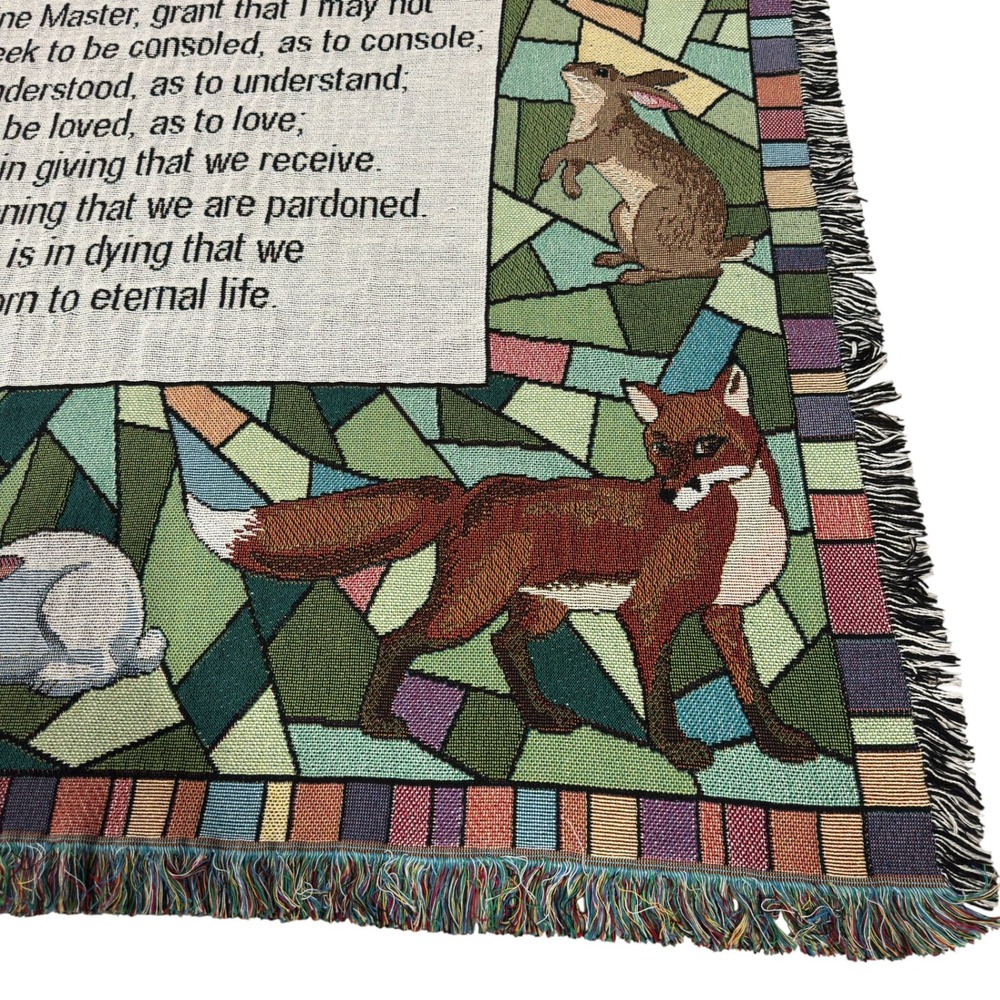 Prayer of Saint Francis Woven Throw‎ Blanket Animals Dove Tapestry Pure Weavers - Picture 5 of 12